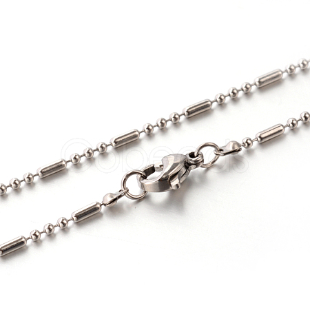 Tarnish Resistant 304 Stainless Steel Ball Chain Necklaces STAS-M174-046P-1