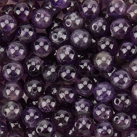 120Pcs Natural Amethyst Round Beads G-PA0001-16A-1