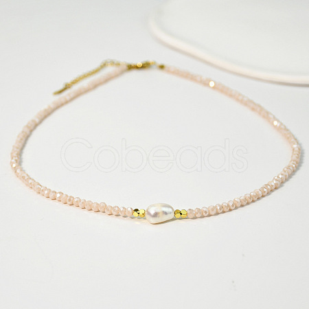 Natural Freshwater Pearl & Glass Beaded Necklaces for Women AC5368-1-1