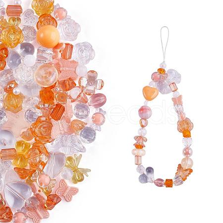 150 Pieces Random Rose Acrylic Beads Bear Pastel Spacer Beads Butterfly Loose Beads for Jewelry Keychain Phone Lanyard Making JX543I-1