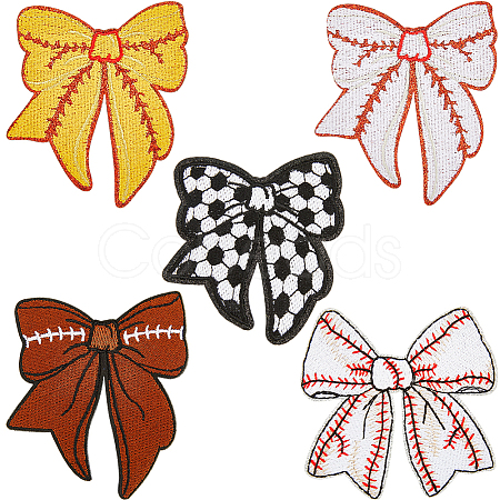 5Pcs 5 Styles Polyester Embroider Thread Iron on/Sew On Patches PATC-CY0001-09-1