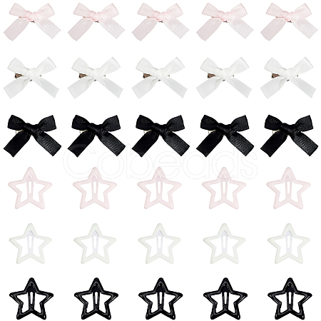 30Pcs 3 Colors Star Iron Enamel Snap Hair Clips OHAR-SP0001-03-1