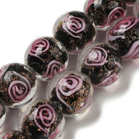 Handmade Gold Sand Lampwork Beads Strands LAMP-OC0001-53A-1