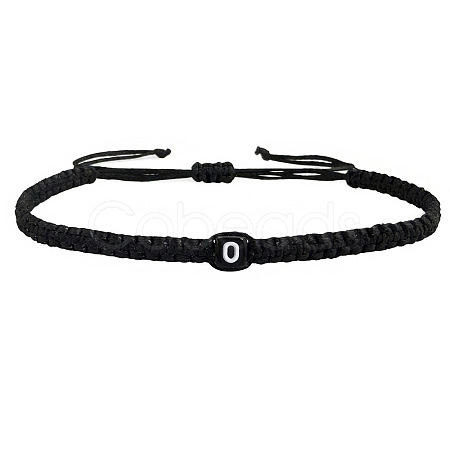 Adjustable Handmade Woven Waxed Cord Braided Bracelets with Acrylic Letter Beads LS-OI4298-15-1