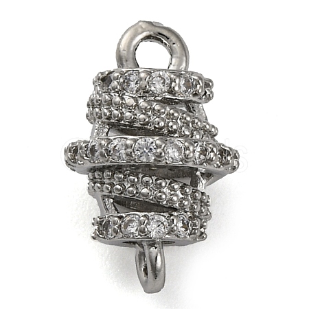 Brass Micro Pave Clear Cubic Zirconia Hollow Oval Connector Charms KK-A230-05C-P-1