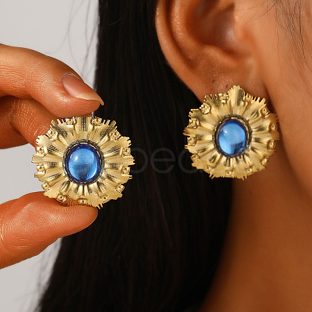 304 Stainless Steel Enamel Stud Earrings FS-WG01727-09-1