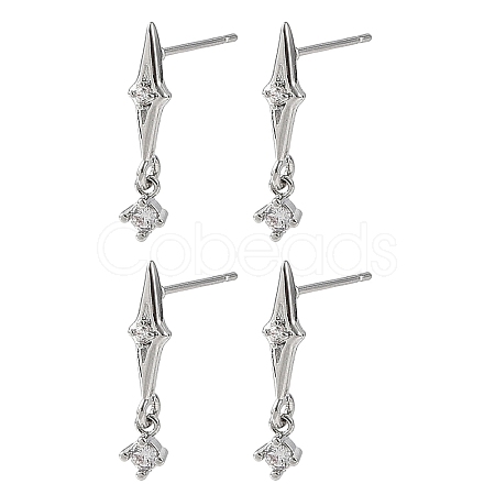 SHEGRACE Brass Micro Pave Cubic Zirconia Stud Dangle Earrings XGRQ4N650-723P-1