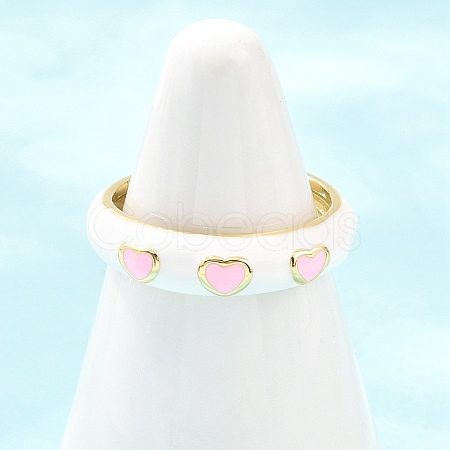 Brass Enamel Cuff Open Rings RJEW-P190-01G-01-1