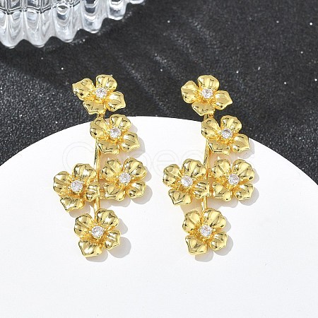 Brass Micro Pave Cubic Zirconia Stud Earrings for Women EJEW-A167-24G-1