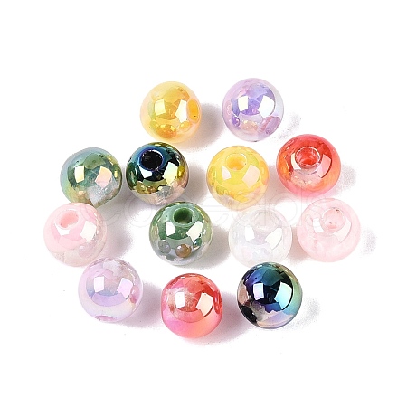 UV Plating Two Tone Color Opaque Resin Beads RESI-Q233-10MM-01-1