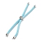 Twisted Nylon Cord Silder Bracelets, Link Bracelet Making for Connector Charm, with Long-Lasting Plated Platinum Brass Cord End & Alloy Tree of Life, Cyan, 8-3/4~8-7/8 inch(22.2~22.6cm), Hole: 2mm