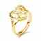 Real 18K Gold Plated Brass Alphabet Adjustable Rings, Heart with Initial Promise Ring for Women, Cadmium Free & Lead Free, Letter.N, US Size 5 1/4(15.9mm)