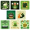 8 Sheets Saint Patrick's Day Theme Paper Self Adhesive Clover Label Stickers, for Party Bottle Decoration, Square, Green, 100x100mm, 8 sheets/set