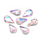 Pointed Back Glass Rhinestone Cabochons, Back Plated, Faceted, AB Color Plated, teardrop, Pearl Pink, 13x8x4mm