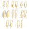 BENECREAT 8 Pairs 8 Styles Brass Micro Pave Clear Cubic Zirconia Earring Hooks, Ear Wire, with Loops, Leaf & Rectangle, Real 18K Gold Plated, 15~18.5mm, Hole: 1~1.2mm, 1 Pair/style