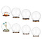 PandaHall Elite 8 Sets 2 Style Glass Dome Cover, Decorative Display Case, Cloche Bell Jar Terrarium with Brass Base, Round, Antique Bronze, 30x32mm and 30.5x31.5mm, 4 sets/style