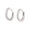 925 Sterling Silver with  Micro Pave Cubic Zirconia Hoop Earrings Findings, Real Platinum Plated, 14.5x13x2mm, Pin: 0.8mm