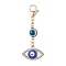 Evil Eye Alloy Enamel with Rhinestone Pendant Decoration, Resin Beads and 304 Stainless Steel Lobster Claw Clasps, Eye, 51mm