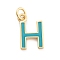 Rack Plating Brass Pendants, with Enamel and Jump Ring, Cadmium Free & Lead Free, Long-Lasting Plated, Real 18K Gold Plated, Letter, Letter H, 11.5x7.5x1mm, Hole: 2.5mm