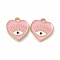 Alloy Enamel Pendants, Golden, Heart with Eye Charm, Pink, 14.5x13x1.5mm, Hole: 1.6mm