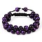 Natural Tiger Eye Braided Bead Bracelet, Double Layer Gemstone Adjustable Bracelet for Women, Blue Violet, Inner Diameter: 2-1/8~3 inch(5.3~7.5cm) 