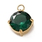 304 Stainless Steel Micro Pave Cubic Zirconia Pendants, Flat Round Charms, Green, 10.5x8x4.5mm, Hole: 1.8mm