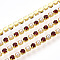 Brass Rhinestone Strass Chains, with ABS Plastic Imitation Pearl, Rhinestone Cup Chain, Grade A, Raw(Unplated), Garnet, 2x2mm, 4000pcs rhinestone/bundle, about 32.8 Feet(10m)/bundle