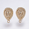 Alloy Stud Earring Findings, with Loop, Teardrop, Golden, 19x12mm, Hole: 1mm, Pin: 0.7mm