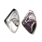 Transparent Glass Pendants, Faceted Wing Charms, Purple, 32.5x19x6.5mm, Hole: 1.6mm