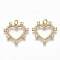 Brass Micro Pave Clear Cubic Zirconia Pendants, Heart, Nickel Free, Real 18K Gold Plated, for Valentine's Day, 19x20.5x2mm, Jump Ring: 5x0.8mm, Inner Diameter: 3mm