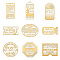 Nickel Decoration Stickers, Metal Resin Filler, Epoxy Resin & UV Resin Craft Filling Material, Golden, Tickets, 40x40mm, 9 style, 1pc/style, 9pcs/set