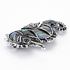 Sea Horse Shape Natural Abalone Shell/Paua Shell Brooch Pin G-N333-006-RS-4