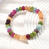 Dyed Natural White Jade Rainbow Rondelle Beaded Stretch Bracelets for Women GG-CBA3F02-04-2