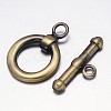 Brushed Antique Bronze Brass Toggle Clasps KK-E739-35AB-NF-1