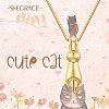 925 Sterling Silver Kitten Pendant Necklace JN427D-5