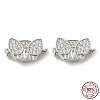 Rhodium Plated 925 Sterling Silver Pave Clear Cubic Zirconia Box Clasps STER-M114-10P-1