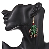 Glass Seed Beaded Christmas Tree Dangle Earrings EJEW-MZ00636-2
