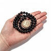 Grade A Round Frosted Natural Black Agate Beads Strands X-G447-4-5