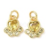 Brass Pave Cubic Zirconia Paw Print Charms KK-I355-17G-03-1