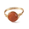 Natural Agate(Dyed & Heated) Copper Wire Finger Rings RJEW-JR01075-5
