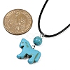 Dyed Synthetic Turquoise Horse Pendant Black Waxed Cord Necklaces NJEW-JN05430-01-3