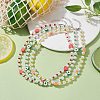 3Pcs 3 Style Fruit Polymer Clay & Glass Seed & Acrylic Pearl Beaded Necklaces Set NJEW-JN04582-2