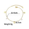 Bohemian Style 304 Stainless Steel Sun Wave and Flat Round Cubic Zirconia Charm Anklets FS-WGDB107-04-1