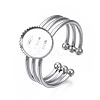 Non-Tarnish 304 Stainless Steel Open Cuff Finger Ring Cabochon Settings STAS-T060-07P-3
