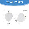 12Pcs Natural Quartz Crystal Heart Charms G-FI0001-29-2