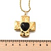 Cross with Heart 304 Stainless Steel Cubic Zirconia Pendant Necklaces NJEW-H070-01G-02-5