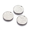 Non-Tarnish 304 Stainless Steel Textured Pendants X-STAS-I098-01-15mm-P-3