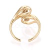 Brass Micro Pave Clear Cubic Zirconia Open Cuff Rings KK-T079-64G-3