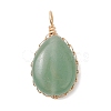 Natural Green Aventurine Pendants PALLOY-JF04776-02-1