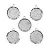 Tibetan Style Antique Silver Alloy Flat Round Pendant Cabochon Settings X-TIBEP-M022-38AS-1